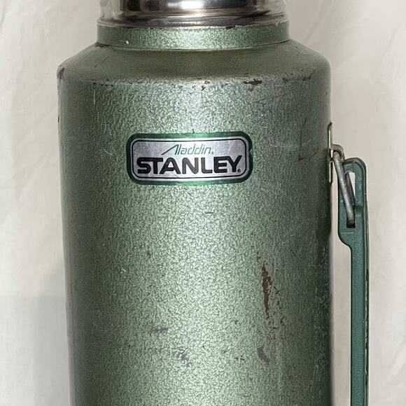 Vintage Stanley Aladdin Thermos Qt Green Hammertone Metal Cup A945DH 1 Gorpcore - Picture 2 of 11